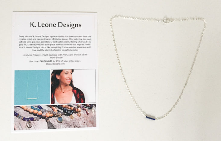 California Found September 2018 - Lynzie Necklace by K. Leone Designs With Booklet Front