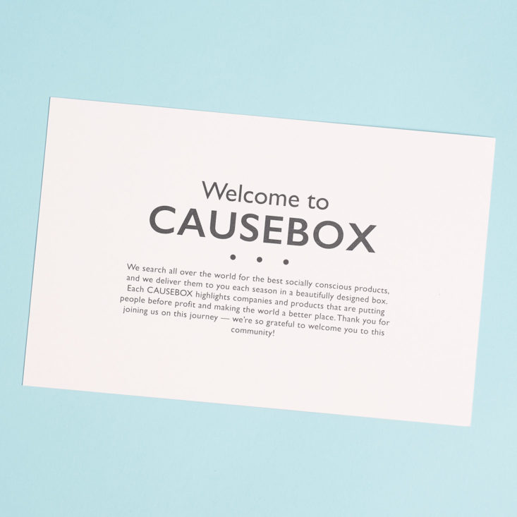 causebox welcome box card