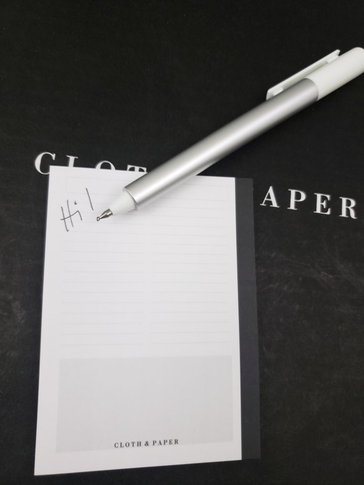 Cloth & Paper Box September 2018 - Silver Barrel Black Pen Top