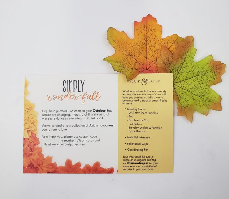 Flair & Paper October 2018 - Welcoming Card Back