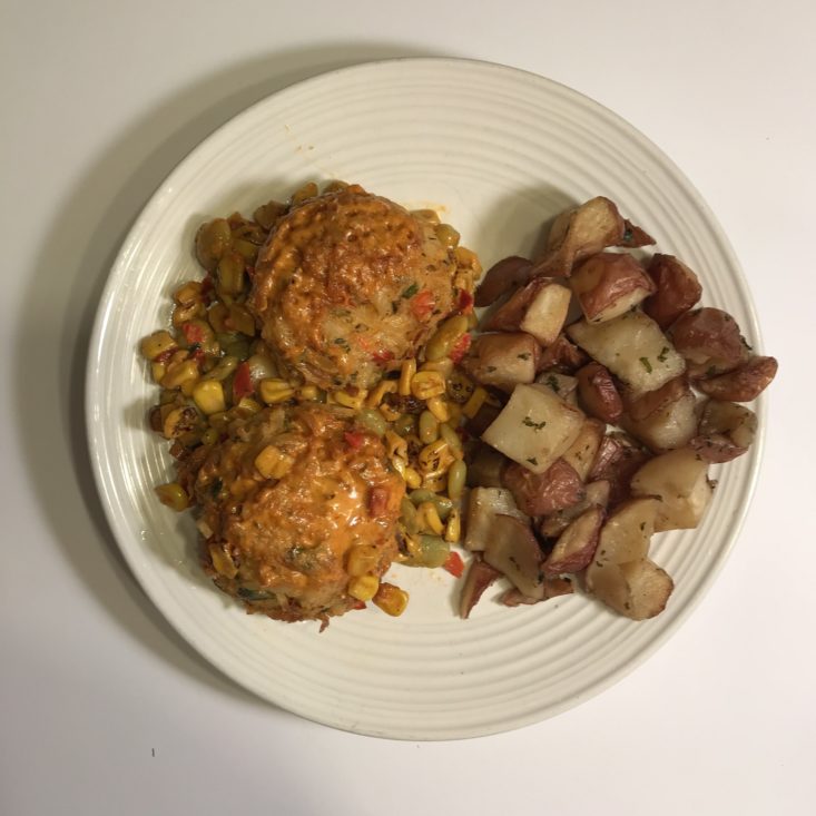 Freshly October 2018 - Cod Cakes with Spicy Chipotle Sauce & Succotash Plated