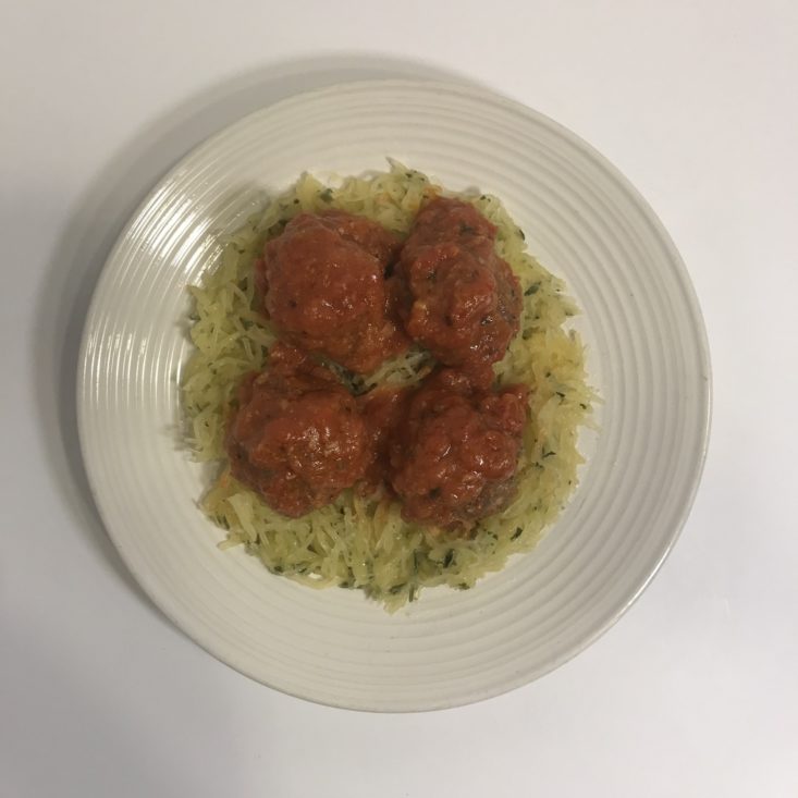 Freshly October 2018 - Spaghetti Squash & Meatballs Plated