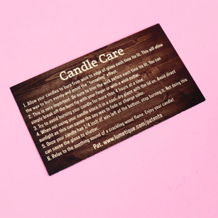 obviously chic candle care card
