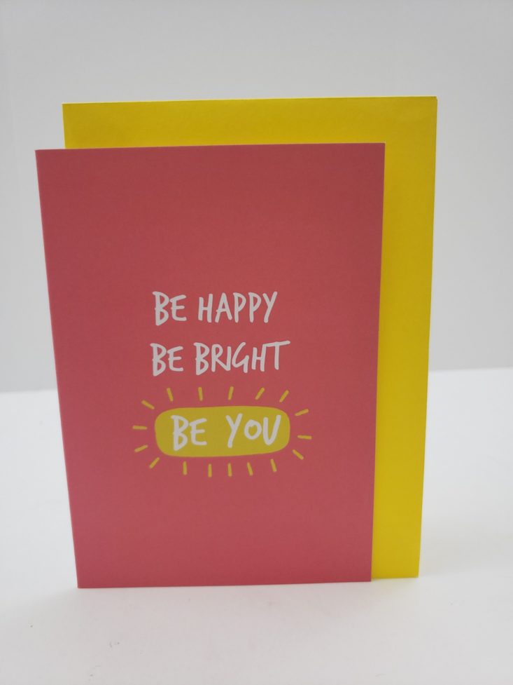 PROPER POST Subscription box October 2018 - Be Happy Be Bright Be You Card Front