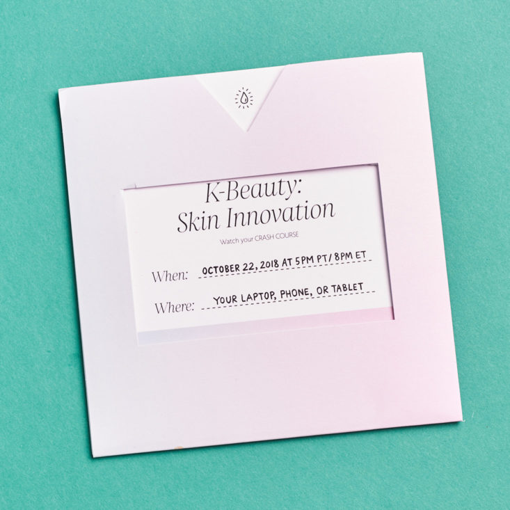 Play! Smarts by Sephora K-Beauty October 2018 - Crash Course Info Card Open Front 1