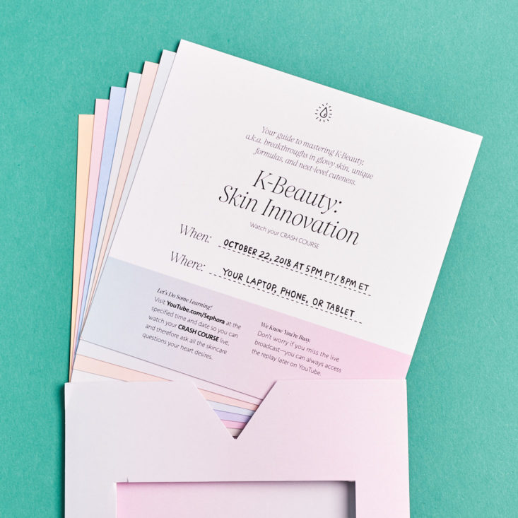 Play! Smarts by Sephora K-Beauty October 2018 - Crash Course Info Card Open Front 2