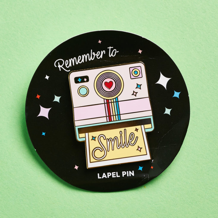 quirky crate smile pin