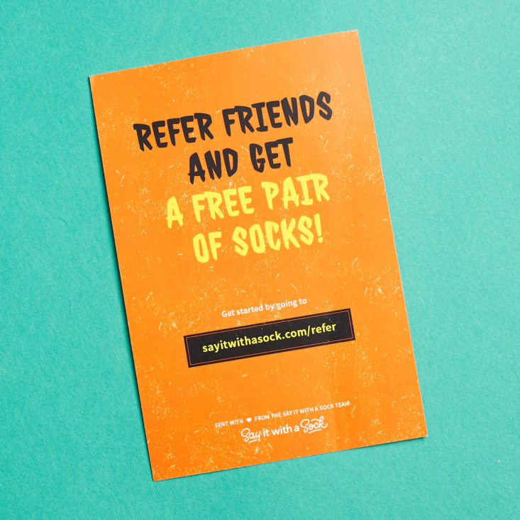 Say It With A Sock Womens October 2018 - card back view