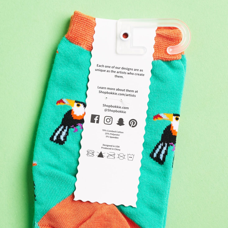 composition tag for Toucan print socks