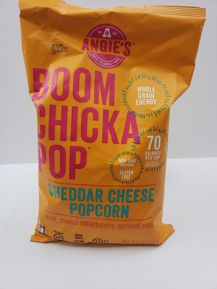 Snack With Me October 2018 - Boom Chicka Pop Cheddar Cheese Popcorn Front