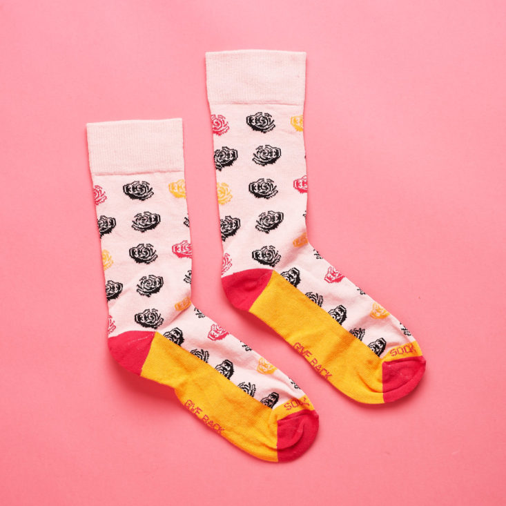 sock panda pink and orange rose socks
