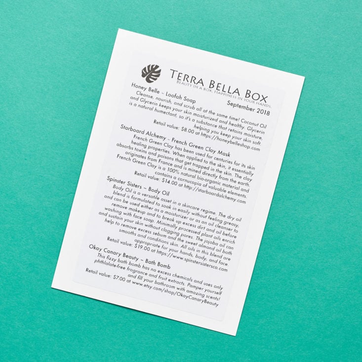 terra bella box product list