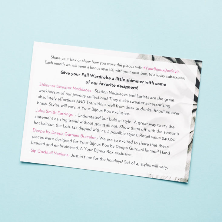 Your Bijoux Box written card