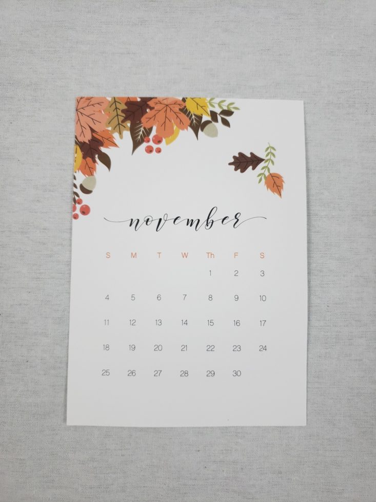 Flair & Paper November 2018 calendar