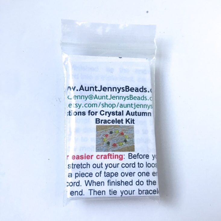 Bubbles & Books Box October 2018 - Aunt Jenny’s Beads Bracelet Kit Top