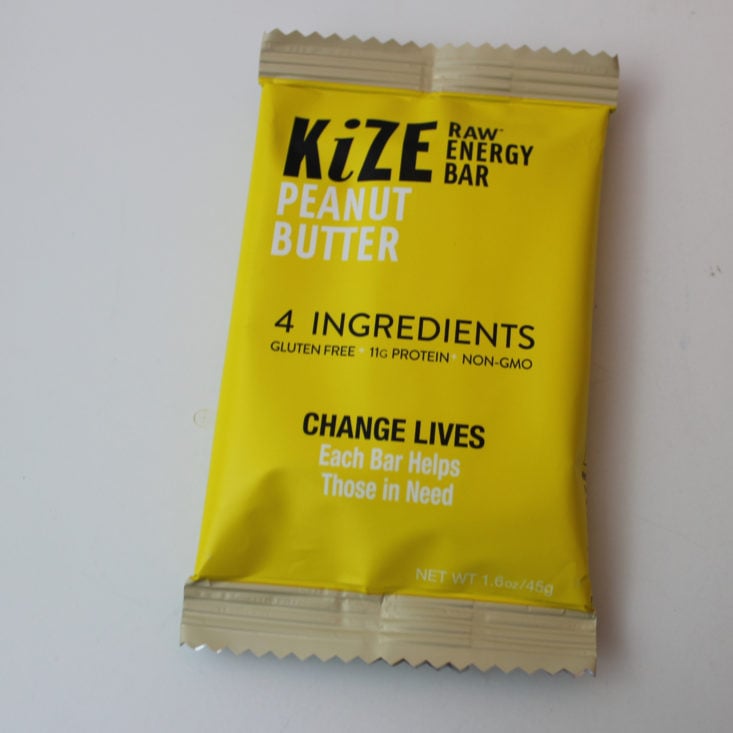 CLEAN.FIT Box November 2018 Review - Kize Raw Energy Bar in Peanut Butter Packaged Top