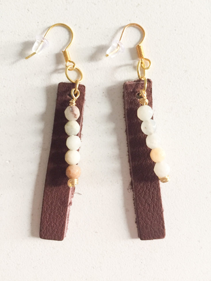 California Found Subscription Box Review October 2018 - Repurposed Leather and Gemstone Earrings Top