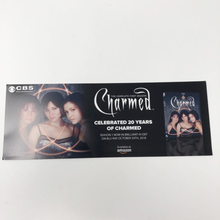 Charmed Box of Shadows October 2018 - Insert Celebrate 20 Years of Charmed