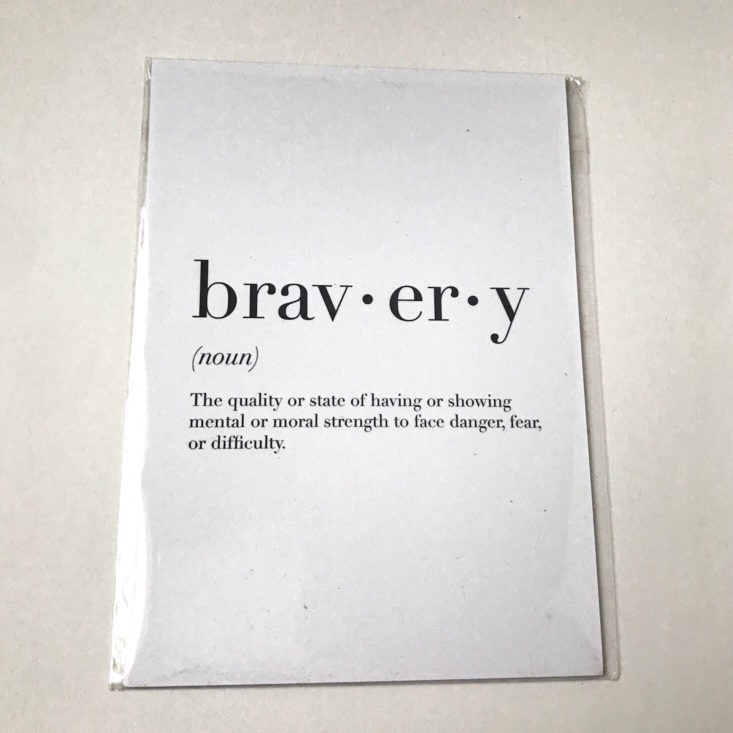 Deep Readers Club Box October 2018 - Typologie Paper Co. “Bravery” Definition Print