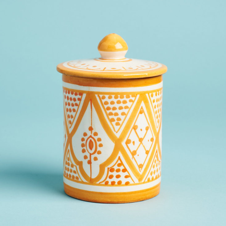 Globe In Bake ceramic canister in orange