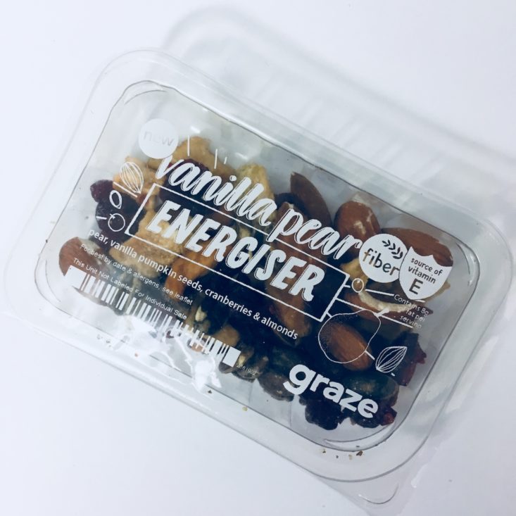 Graze Variety Box November 2018 Review - Vanilla Pear Energiser Packet Top