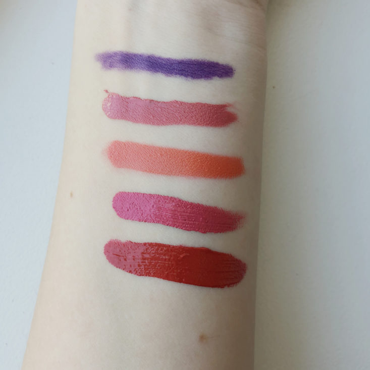 Lipstick Junkie Subscription Review November 2018 - swatches All Shades Top