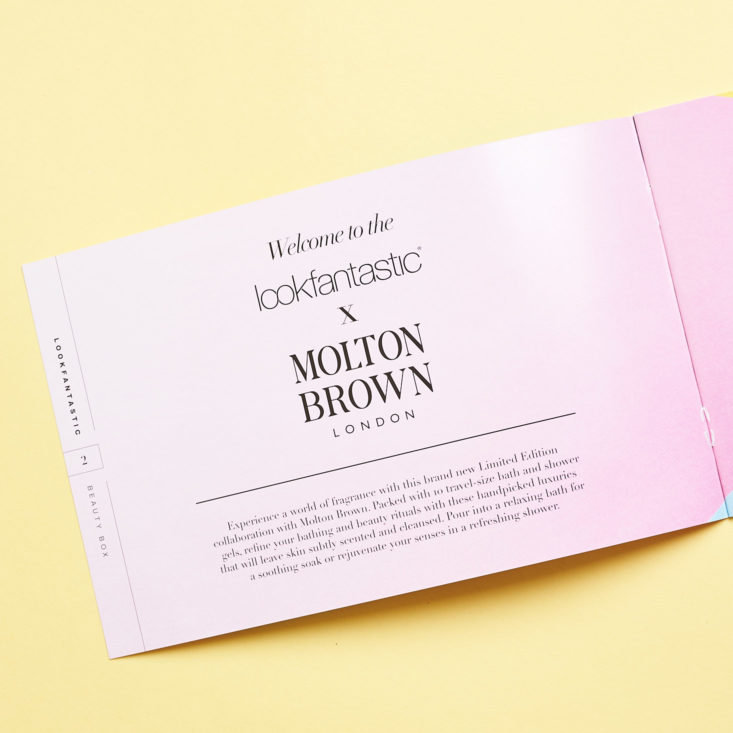 Look Fantastic Molton Brown Gift Set info book open