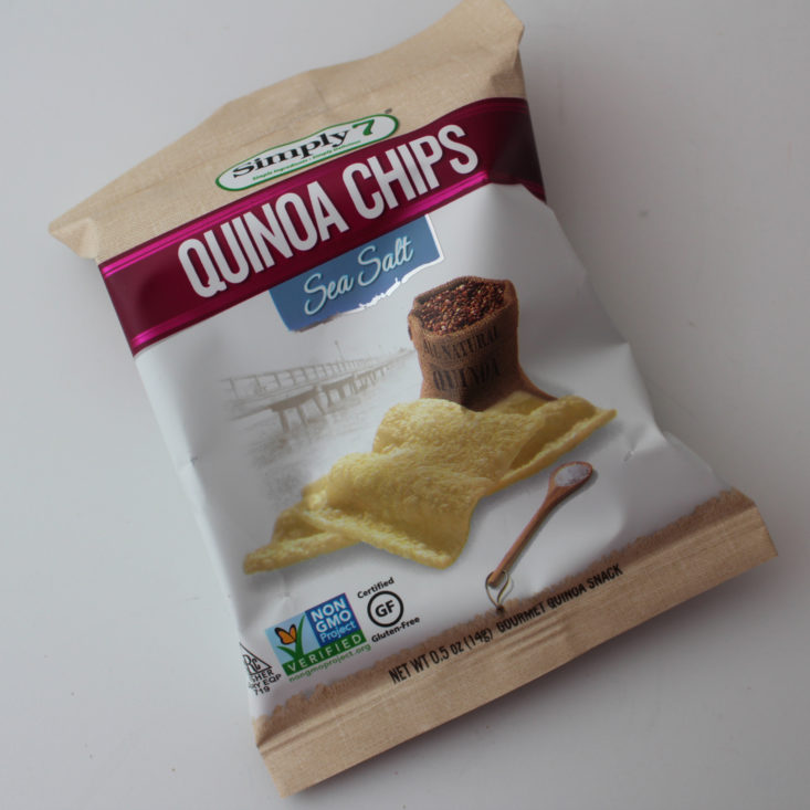 Love with Food Deluxe November 2018 Box Review - Simply 7 Quinoa Chips in Sea Salt Packet Top