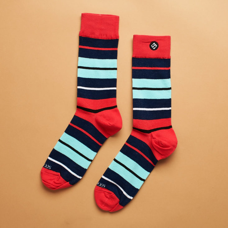 sock fancy red blue striped socks