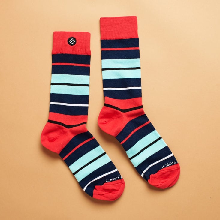 sock fancy red and blue striped crew socks