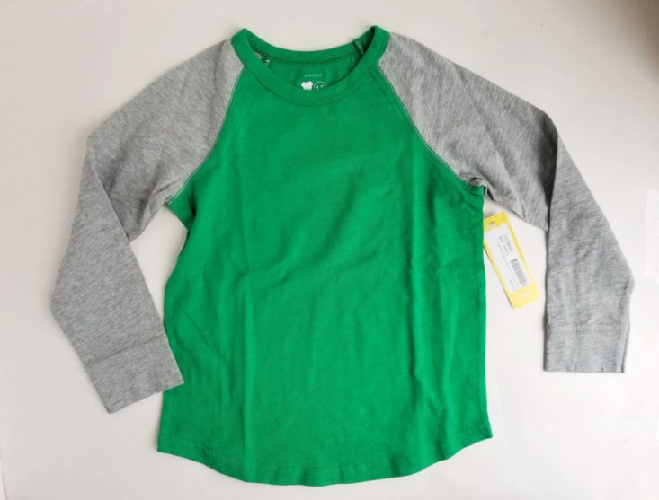 Stitch Fix Boys December 2018 green raglan shirt