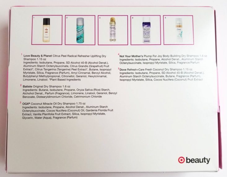 Target Beauty Box Skip the Wash item ingredients