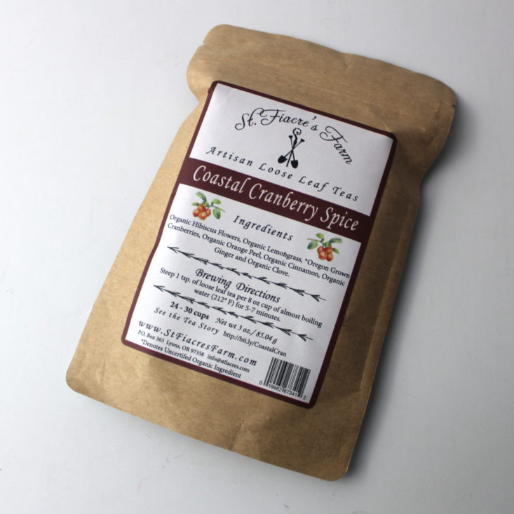 Tea Box Express November 2018 Review - St. Fiacre’s Farm Coastal Cranberry Spice Loose Leaf Tea Packet Top