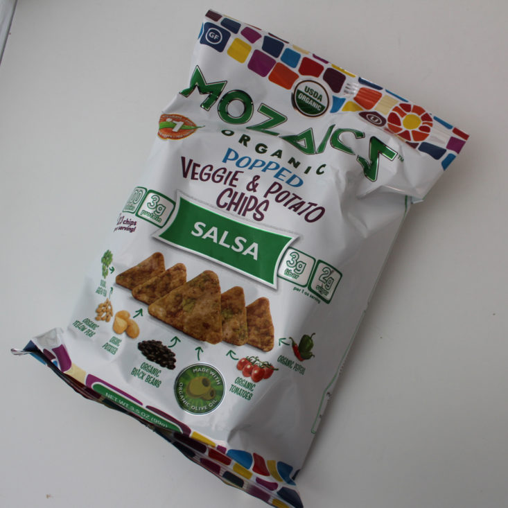 Vegan Cuts Snack Box November 2018 Review - Mozaics Veggie and Potato Chips in Salsa Packet Top