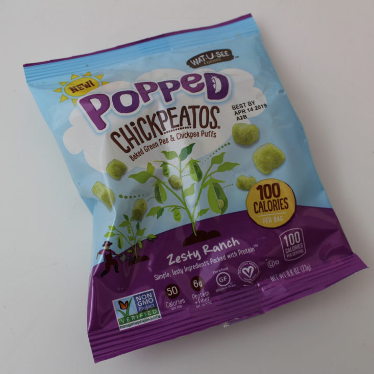 Vegan Cuts Snack Box November 2018 Review - Popped Chickpeatos in Zesty Ranch Packet Top