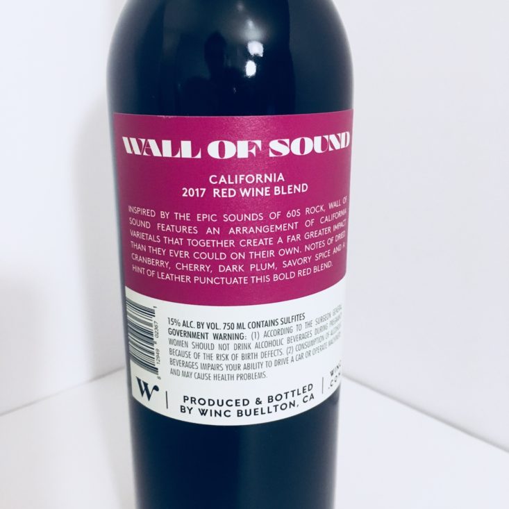 Winc Wine Of The Month Review November 2018 - Sound Label Back