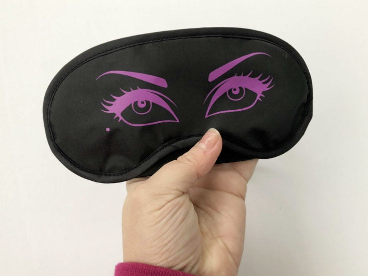 Box of Goth “Horror Queens” Box Review November 2018 - Elvira Sleep Mask Close Top