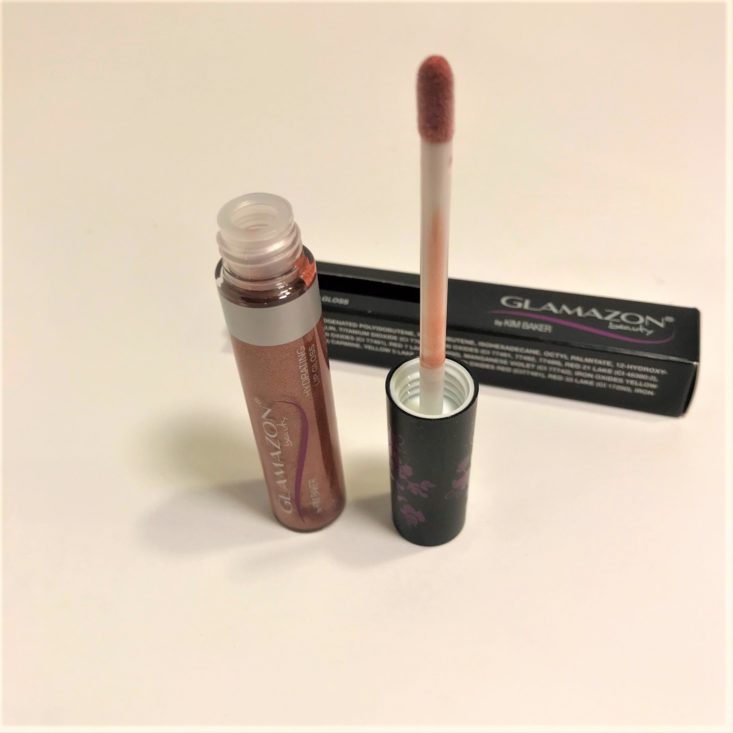 Cocotique Holiday Box December 2018 - Glamazon Beauty Cosmetics Universal Glow Lip Gloss Open Front