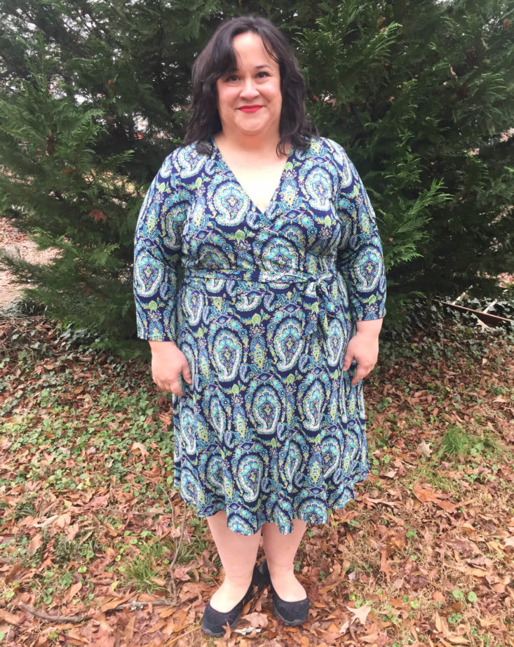 Gwynnie Bee Box December 2018 - LEOTA - Regal Paisley Perfect Faux Wrap Dress Front