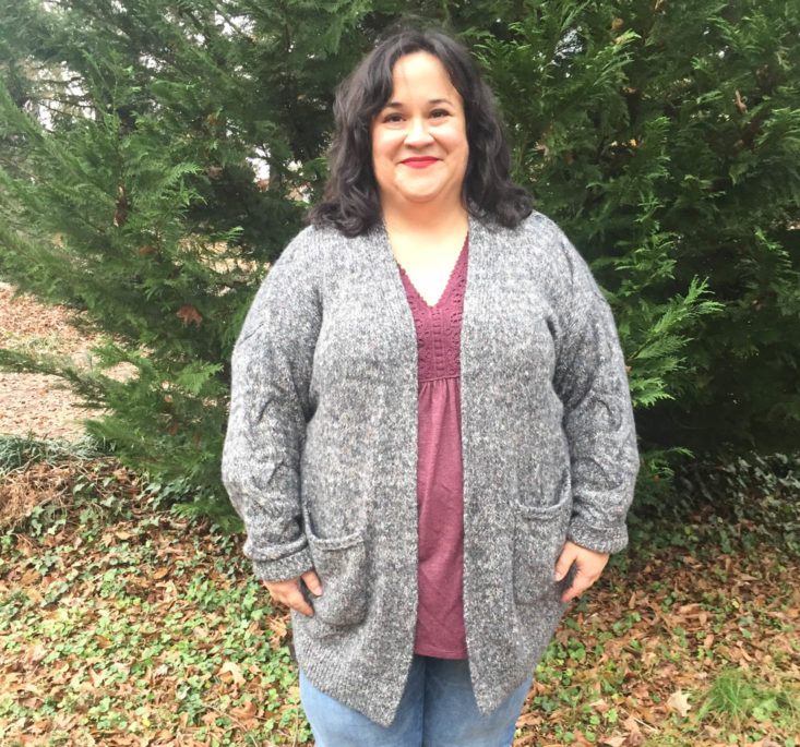 Gwynnie Bee Box December 2018 - LUCKY BRAND - Marled Cardigan Front