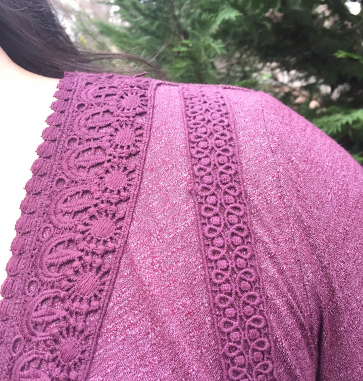 Gwynnie Bee Box December 2018 - ONE WORLD - Bell Sleeve Berry Top Closer View