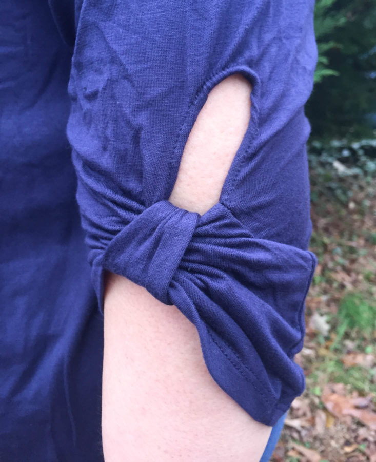 JustFab Subscription Box Review & BOGO Offer December 2018 - Long Sleeve Top With Twist Detail Sleeve Closer