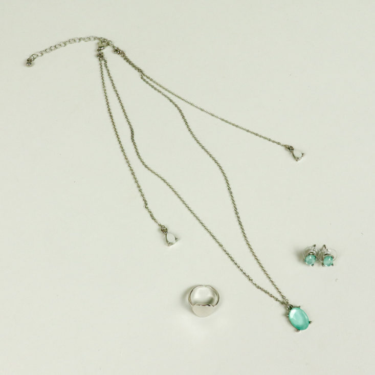 MintMongoose necklace, earrings, and ring