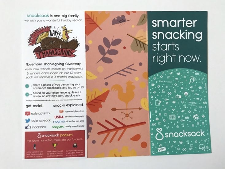 SnackSack Classic Box November 2018 - Info1