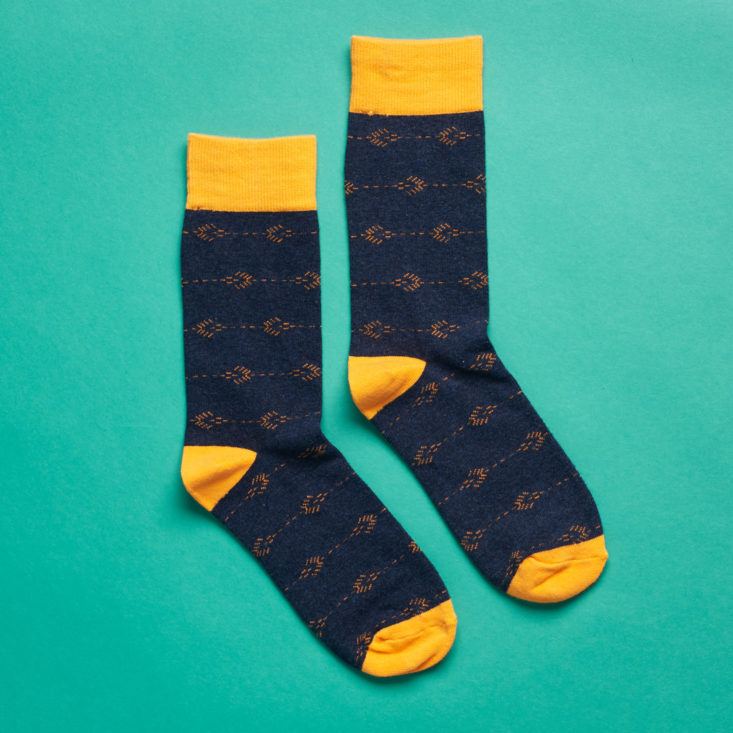 Society Socks yellow and navy crew socks