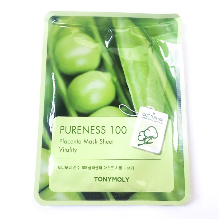 Sooni Pouch November 2018 - Tony Moly Pureness 100 Placenta Sheet Mask Packet Top