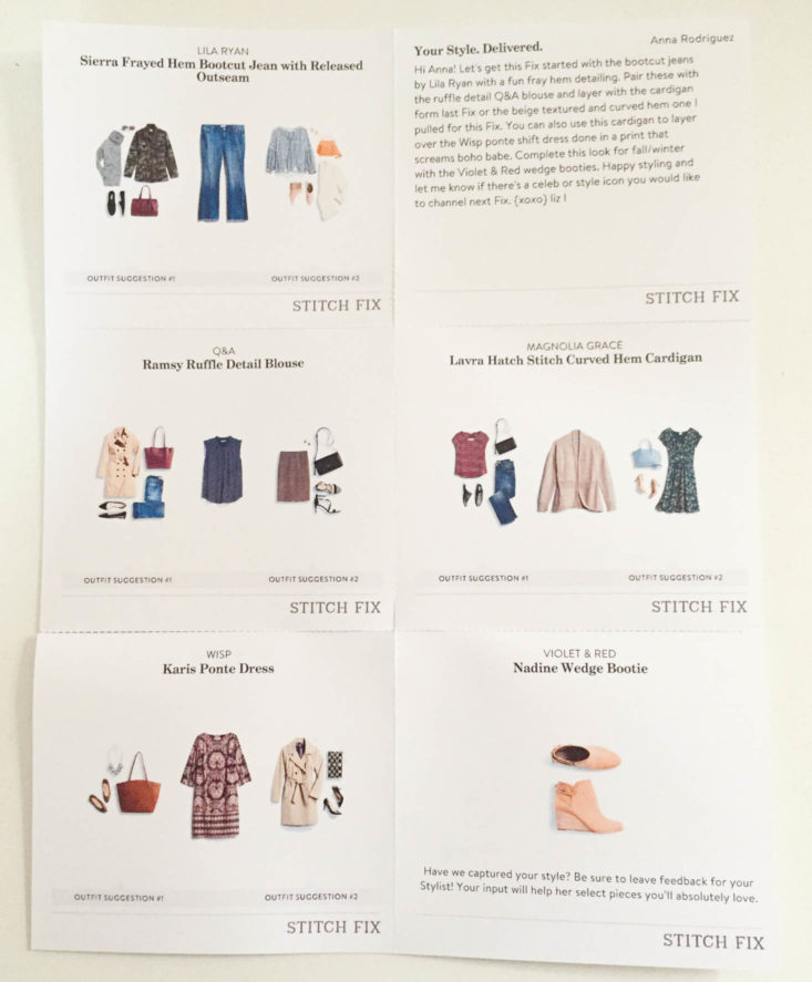 Stitch Fix Plus Size Clothing Subscription December 2018 - Information Card Top