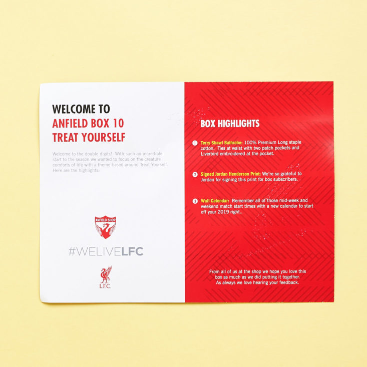 The Anfield Box 10 November 2018 - Information Card Back Top