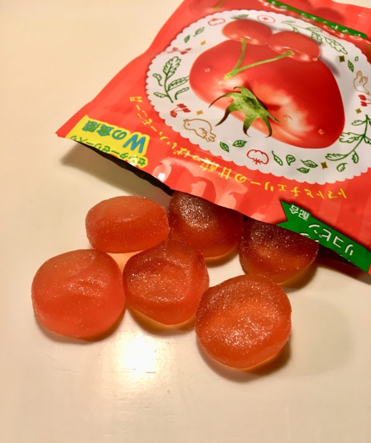 TokyoTreat Classic Santa’s Snacks December 2018 - Tomato Cherry Gummies Pouch Opened Top