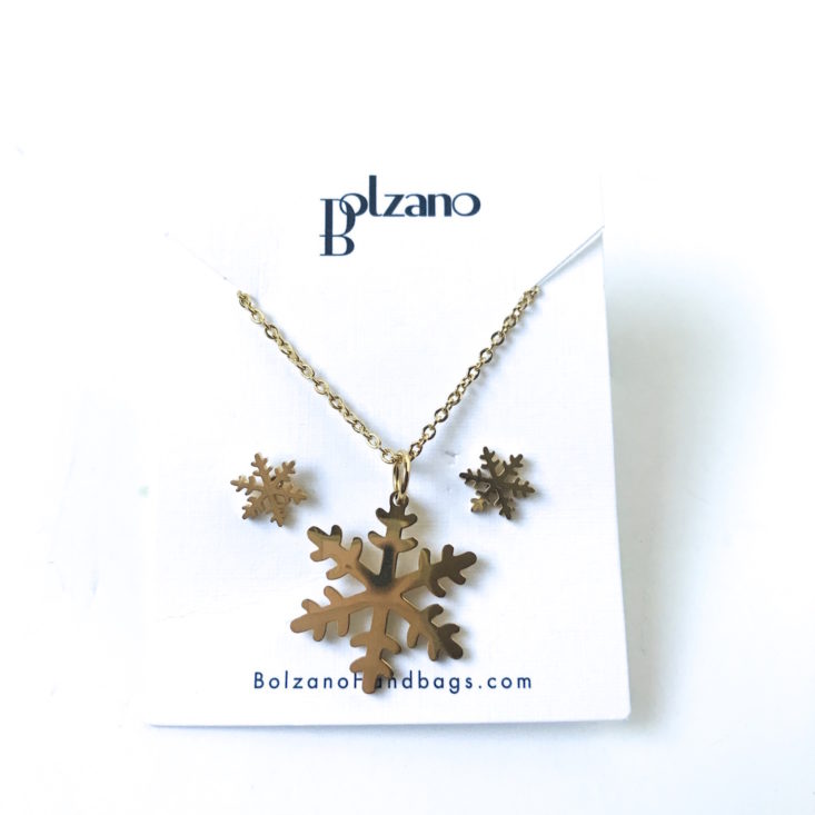 Bolzano Purse And Accessories Club December 2018 - Snowflake Necklace and Earring Set Open Top